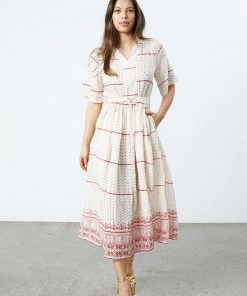 Lollys Laundry Sumia Dot Dress In White & Red