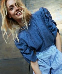 Lollys Laundry Lou Blouse - Dusty Blue 5 Lollys Laundry Lou Blouse - Dusty Blue