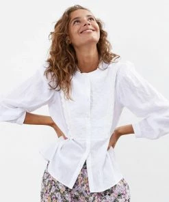 Lollys Laundry Pearl Embroidered Shirt Pale Cream