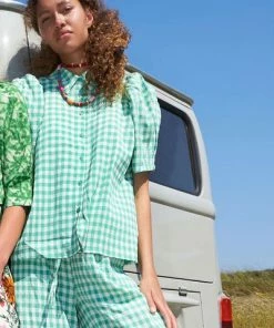 Lollys Laundry Aby Shirt Blouse Green Check Gingham