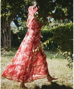 Lollys Laundry Heather Top Flower Print Red