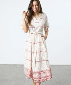 Lollys Laundry Sumia Dot Dress In White & Red