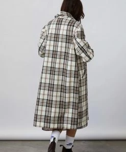 Lollys Laundry Billie Check Coat In Black Cream
