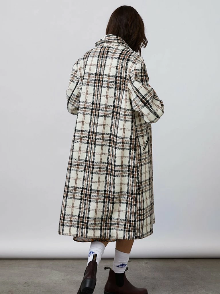 Lollys Laundry Billie Check Coat In Black Cream 1 Lollys Laundry Billie Check Coat In Black Cream