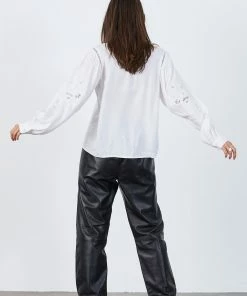 Lollys Laundry VALENTINA EMBROIDERED BALLOON SLEEVE WHITE SHIIRT