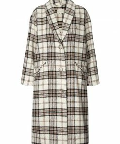 Lollys Laundry Billie Check Coat In Black Cream