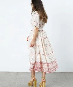 Lollys Laundry Sumia Dot Dress In White & Red