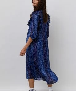 Lollys Laundry Cana Blue Spot Midi Dress 10 Lollys Laundry Cana Blue Spot Midi Dress