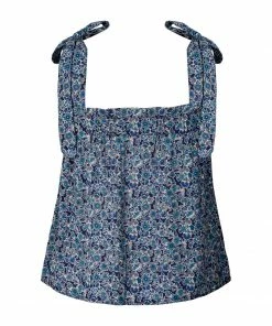 Lollys Laundry Anne Floral Blue Top with Tie Details