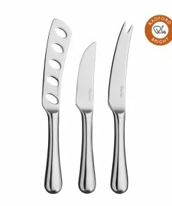 Robert Welch Radford Bright Cheese Knife Set with Oak Pebble Chopping Board