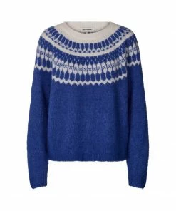 Lollys Laundry Lana Neon Blue Fairisle Sweater