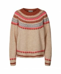 Lollys Laundry Lana Faire Isle Jumper Cream and Rust