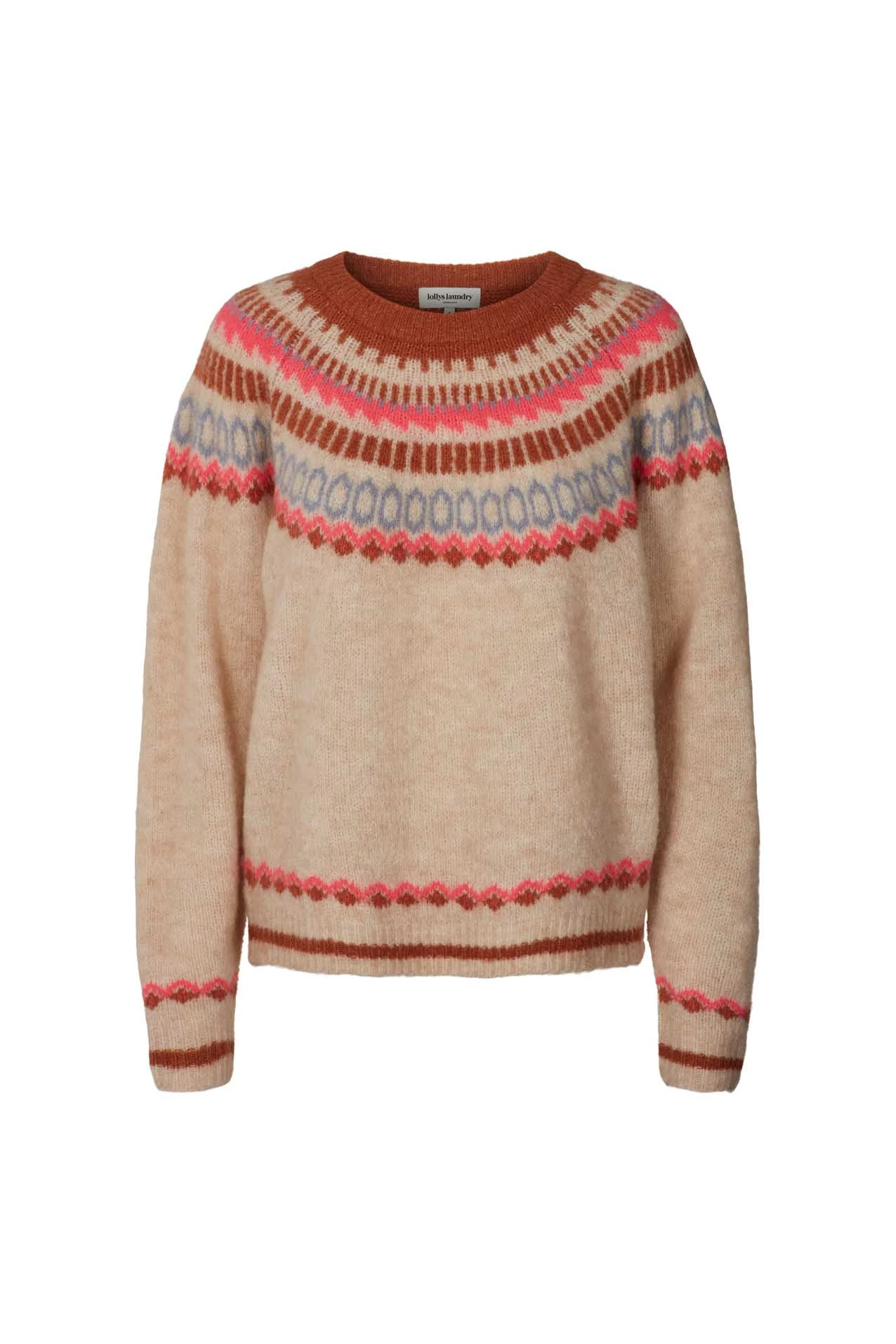 Lollys Laundry Lana Faire Isle Jumper Cream and Rust 2 Lollys Laundry Lana Faire Isle Jumper Cream and Rust