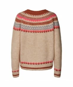 Lollys Laundry Lana Faire Isle Sweater in Cream and Rust Pattern