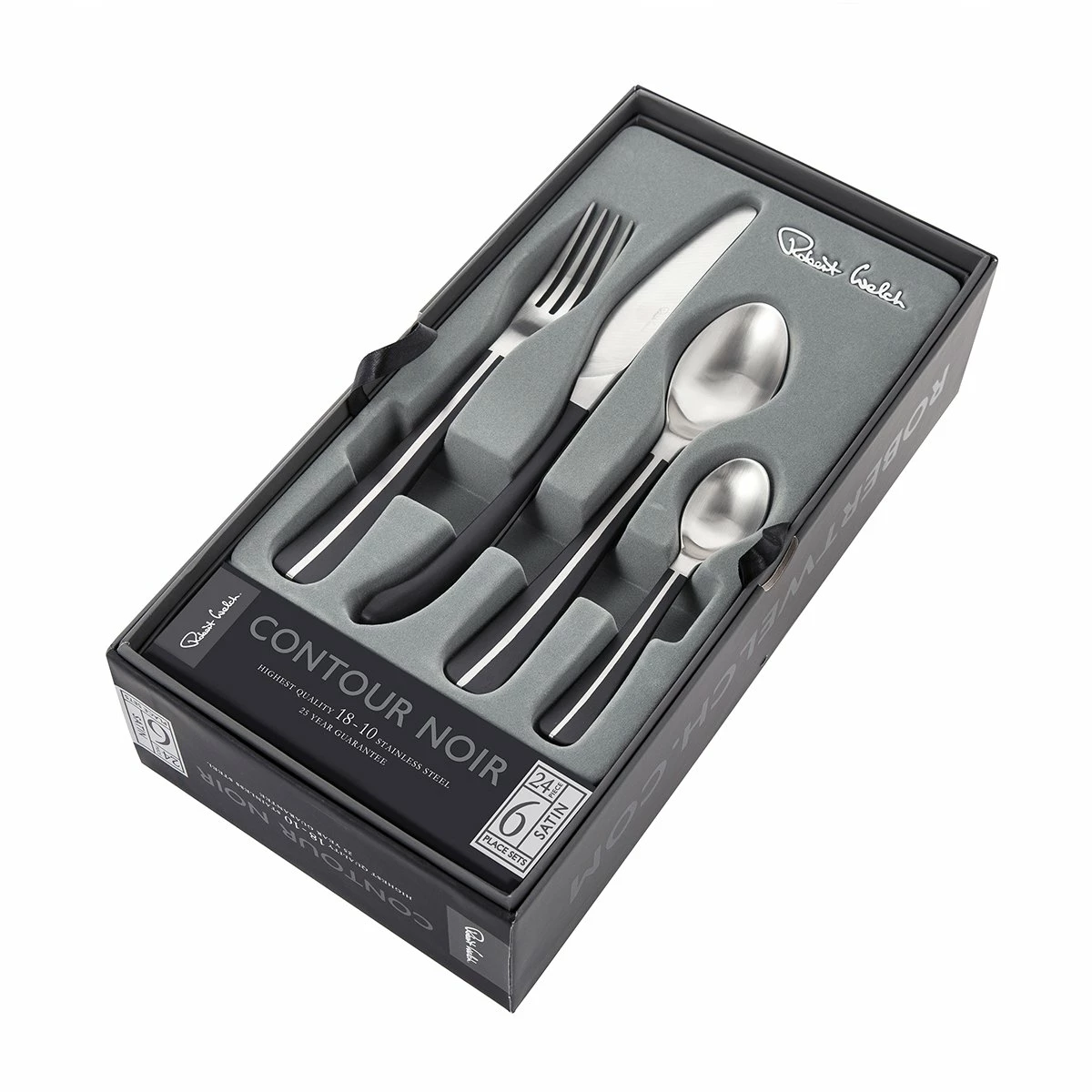 Robert Welch Contour Noir Satin Cutlery Set 24 Piece 2 Robert Welch Contour Noir Satin Cutlery Set 24 Piece