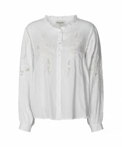 Lollys Laundry VALENTINA EMBROIDERED BALLOON SLEEVE WHITE SHIIRT