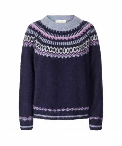 Lollys Laundry Lana Fairisle Sweater Navy Blue