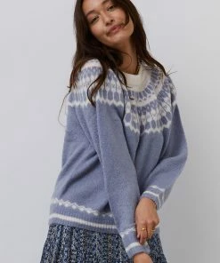 Lollys Laundry Lana Dusty Blue Fairisle Sweater
