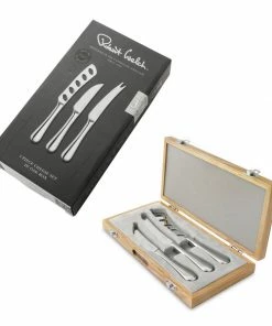 Robert Welch Radford Bright Cheese Knife Set with Oak Pebble Chopping Board