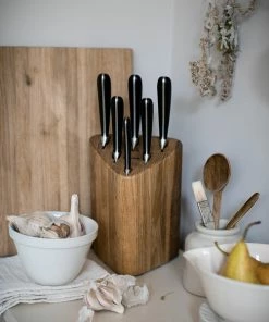 Robert Welch Oak Signature Prism Knife Block Set with Classic Chopping Board and Sharpener