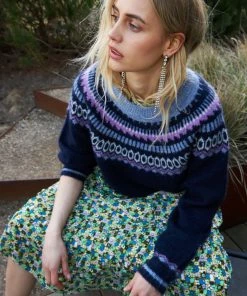 Lollys Laundry Lana Fairisle Sweater Navy Blue