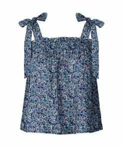 Lollys Laundry Anne Floral Blue Top with Tie Details