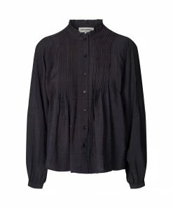 Lollys Laundry BALU WASHED BLACK COTTON SHIRT